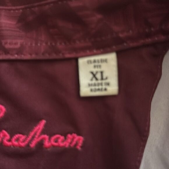 Robert Graham Men's Hydrus Short-Sleeve Knit Polo Shirt in Berry Size XL - Picture 10 of 10